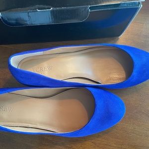 J CREW  Lapiz Blue Suede Flats 9.5